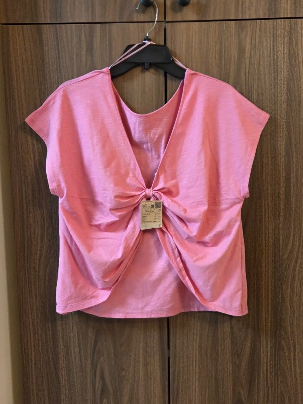 Promod France sz L Pink Sleeveless Open Back Bow Top Blouse French Brand French